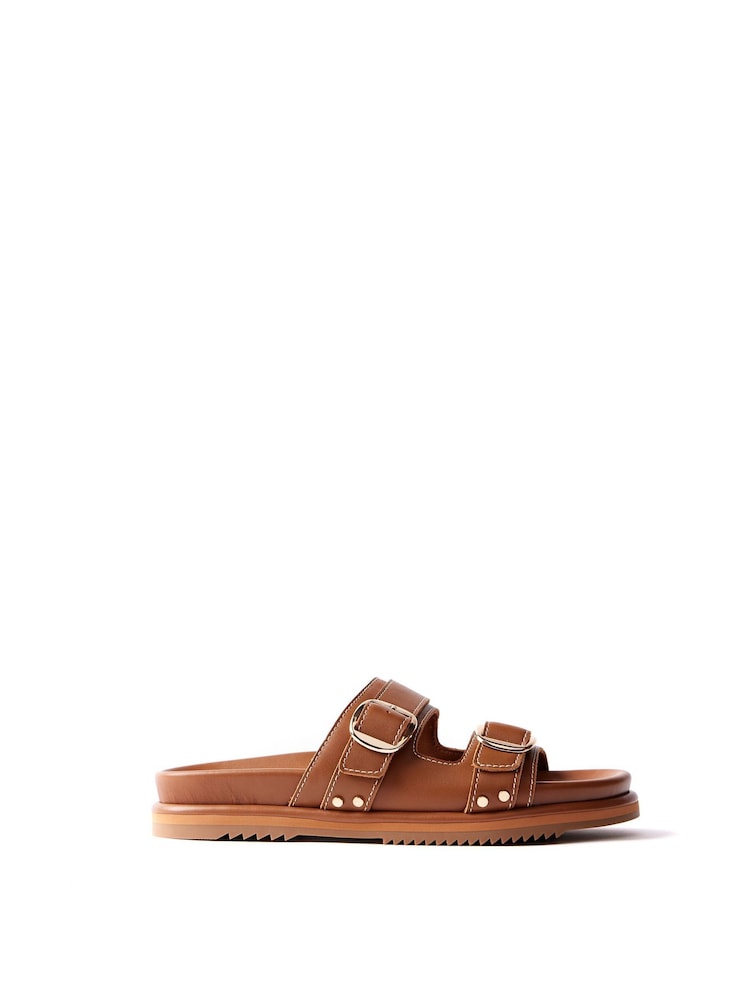 Mint Velvet Brown Leather Sandals - Image 1 of 4