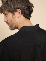 White Stuff Black Pembroke Short Sleeve 100% Linen Shirt - Image 4 of 7