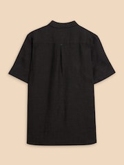 White Stuff Black Pembroke Short Sleeve 100% Linen Shirt - Image 6 of 7