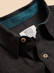 White Stuff Black Pembroke Short Sleeve 100% Linen Shirt - Image 7 of 7