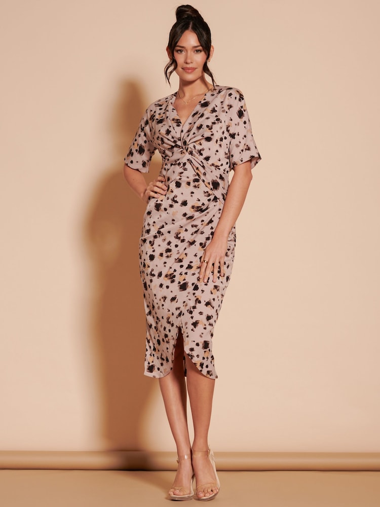 Jolie Moi Bedrucktes Midikleid mit Tulpensaum und Knoteneffekt vorn - Bild 1 von 6 Jolie Moi Bedrucktes Midikleid mit Tulpensaum und Knoteneffekt vorn - Bild 1 von 6