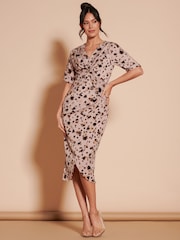 Jolie Moi Bedrucktes Midikleid mit Tulpensaum und Knoteneffekt vorn - Bild 4 von 6