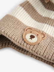 Neutral Stripe Bear Pom Hat (3mths-10yrs) - Image 6 of 6