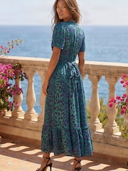 Roman Green Animal Print Beaded Midi Dress - Image 3 of 4