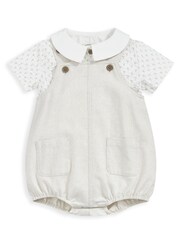 Mamas & Papas x Laura Ashley Cream Nutmeg 100% Cotton Print Shirt And Dungaree Set 2 Piece - Image 3 of 5