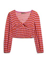 Superdry Pink Long Sleeve Woven Crop Top - Image 4 of 6