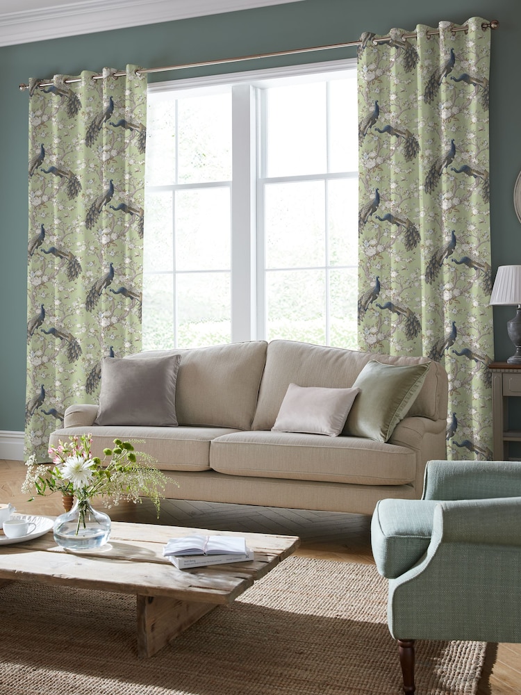 Laura Ashley Hedgerow Green Belvedere Made to Measure 100% Cotton Curtains - Image 1 of 6
