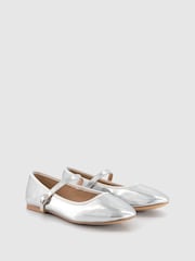Office Metallic Flower Mary Jane Ballerinas - Image 1 of 3