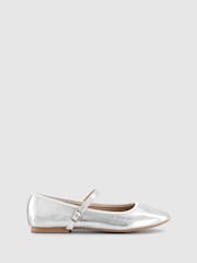 Office Metallic Flower Mary Jane Ballerinas - Image 2 of 3
