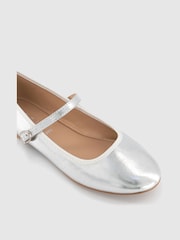 Office Metallic Flower Mary Jane Ballerinas - Image 3 of 3