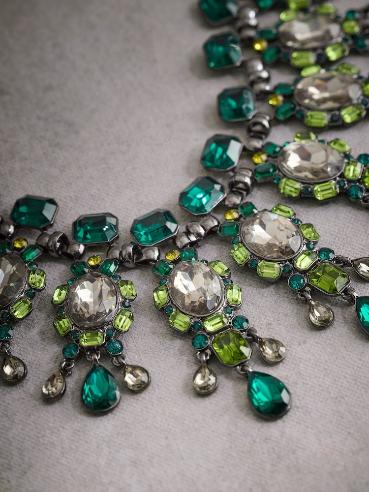 Green Tabitha Simmons Elizabeth Jewelled Necklace - Image 6 of 6