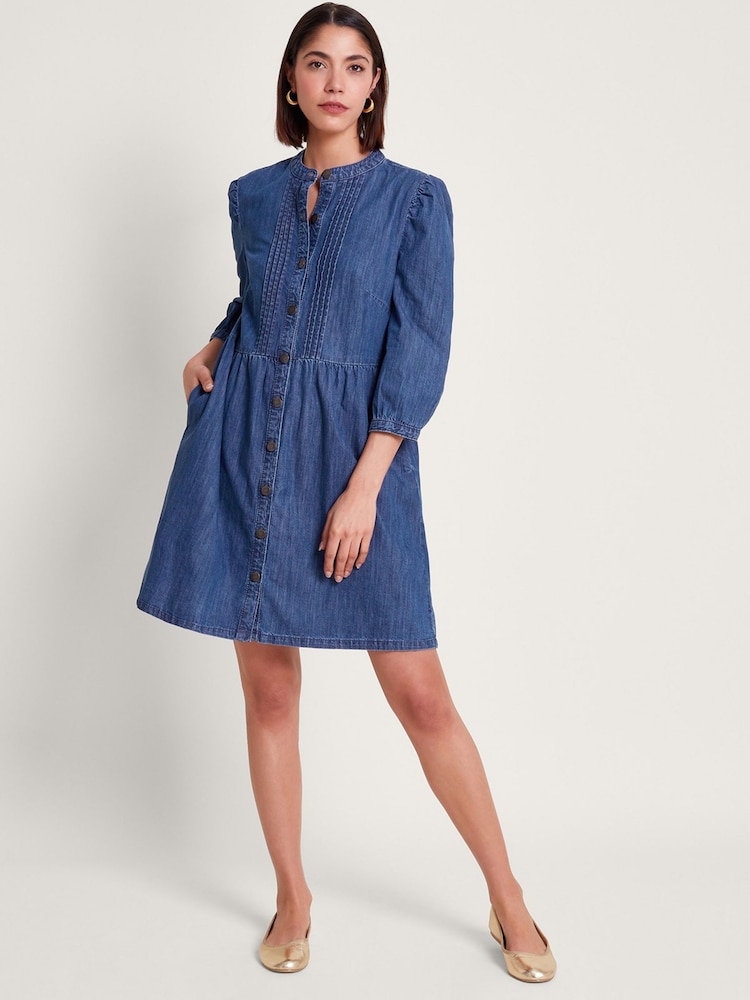 Monsoon Mae Pintuck-Denimkleid - Bild 1 von 5