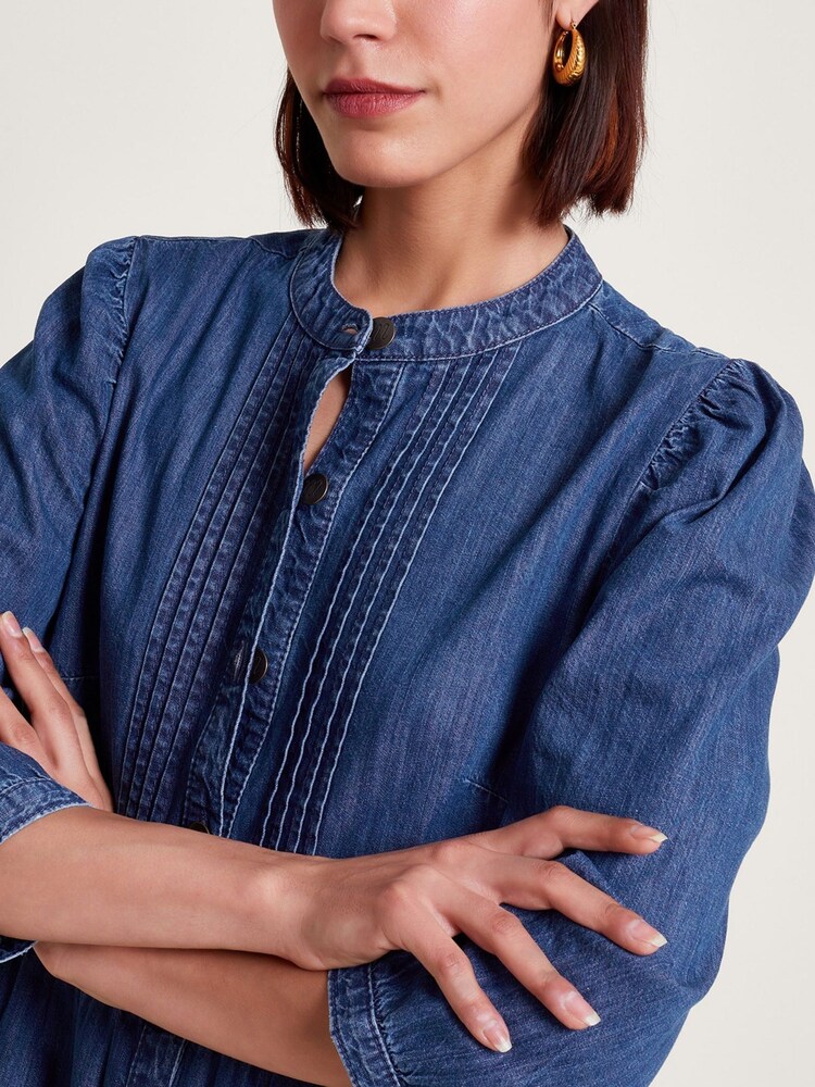 Buy Monsoon Blue Mae Pintuck Denim Dress from Next Luxembourg