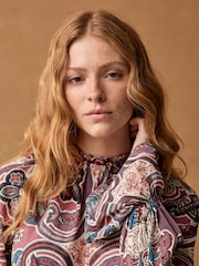 Pink Paisley Print Volume Long Sleeve Blouse - Image 5 of 7