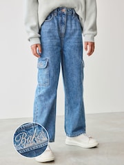 Baker by Ted Baker Blue 100% Cotton Embroidered Cargo Jeans - Image 1 of 12