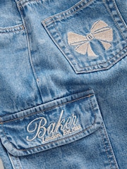 Baker by Ted Baker Blue 100% Cotton Embroidered Cargo Jeans - Image 10 of 12