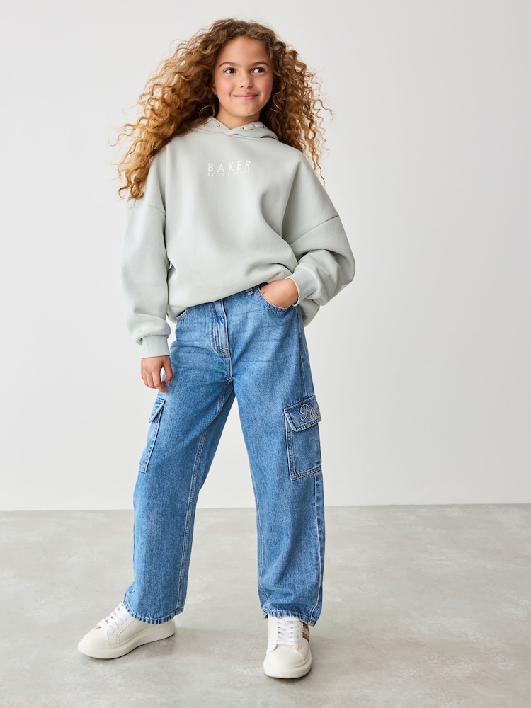Baker by Ted Baker Blue 100% Cotton Embroidered Cargo Jeans - Image 2 of 12
