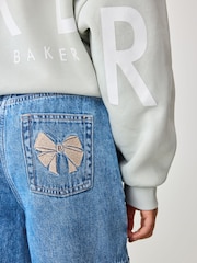 Baker by Ted Baker Blue 100% Cotton Embroidered Cargo Jeans - Image 5 of 12