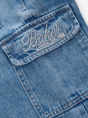 Baker by Ted Baker Blue 100% Cotton Embroidered Cargo Jeans - Image 8 of 12