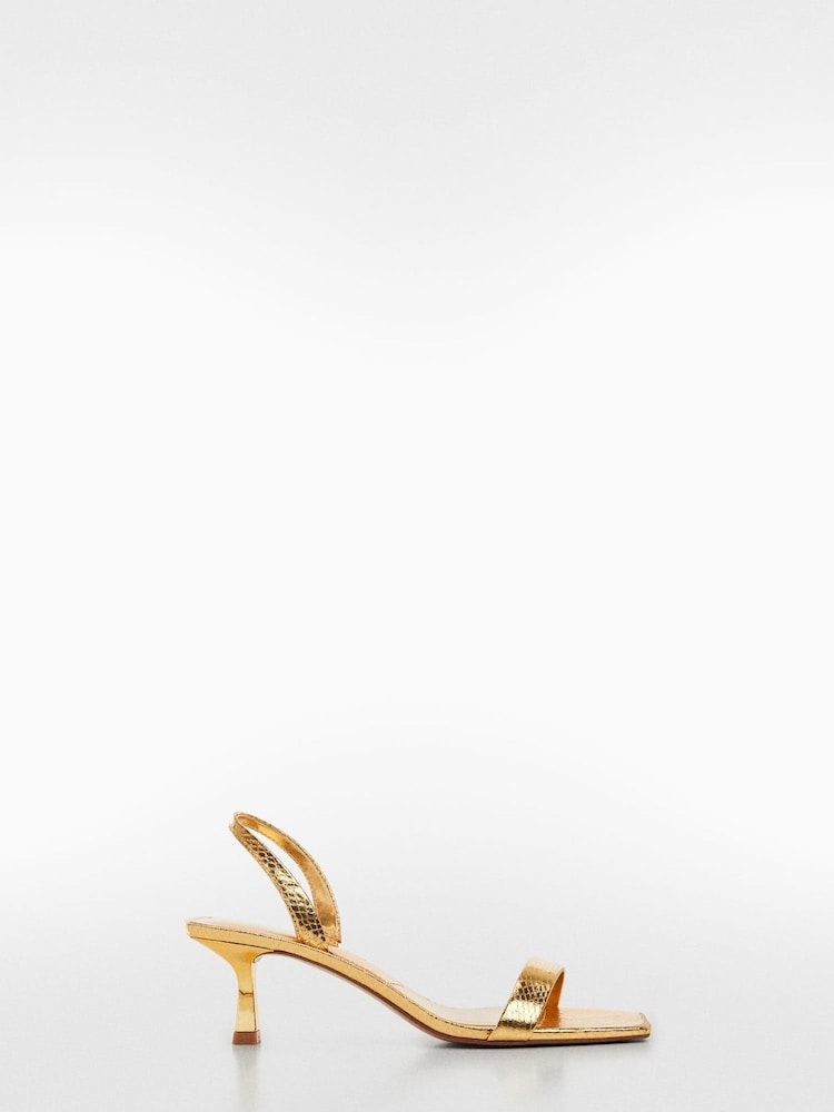 Mango Gold Metallic Snake Sandals - Image 1 of 3