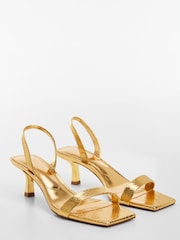 Mango Gold Metallic Snake Sandals - Image 2 of 3