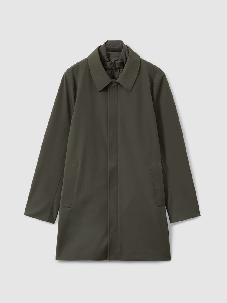 Reiss Dark Green Logan Hybrid Removable Funnel Neck Overcoat - Image 2 of 5
