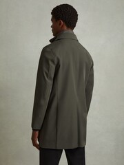 Reiss Dark Green Logan Hybrid Removable Funnel Neck Overcoat - Image 4 of 5