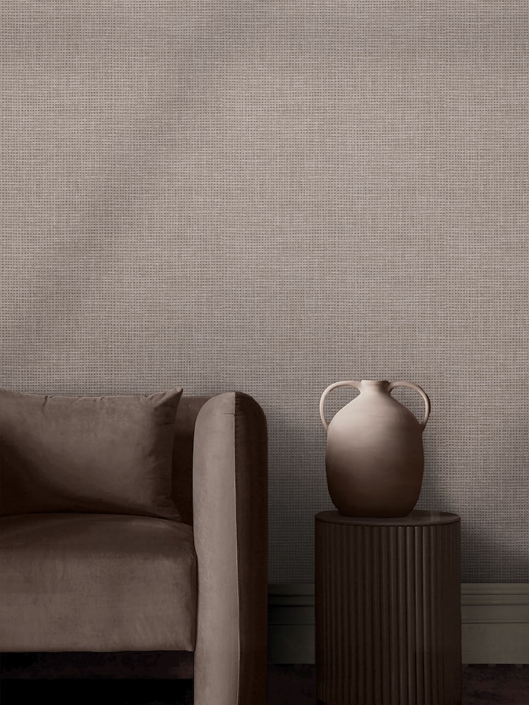 Graham & Brown Stone Rustic Weft 10M Wallpaper - Image 1 of 4 Graham & Brown Stone Rustic Weft 10M Wallpaper - Image 1 of 4