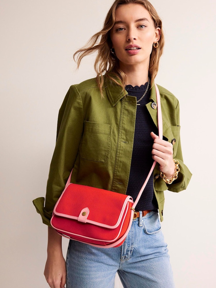 Boden Red 100% Cotton Structured Cross-Body Bag - Image 1 of 4