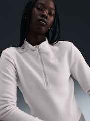 Nike Oatmeal Phoenix Plush Half Zip Cozy Fleece Slim Fit Long Top - Image 3 of 5