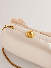 Ted Baker Cream Bowelaa Satin Bow Clutch Bag - Image 4 of 5