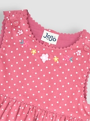JoJo Maman Bébé Rose Pink Hedgehog Applique Cord Dress - Image 3 of 4