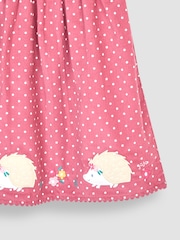 JoJo Maman Bébé Rose Pink Hedgehog Applique Cord Dress - Image 4 of 4