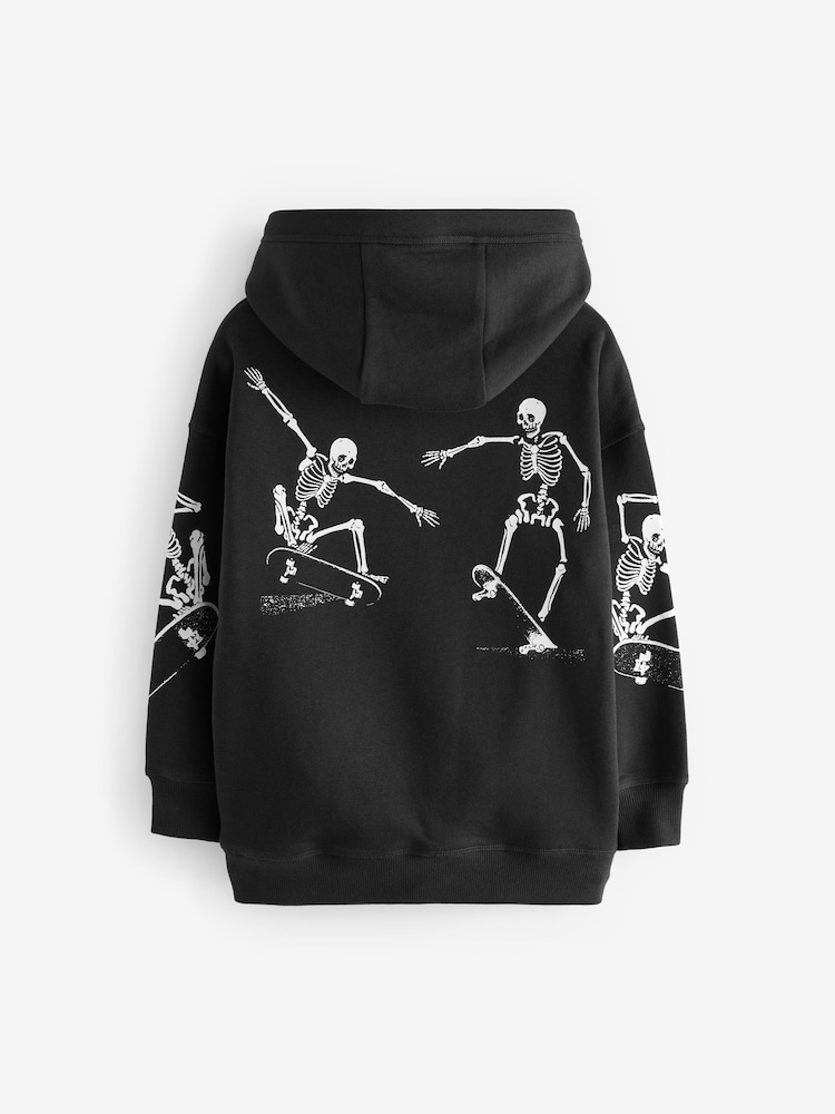 Black Skeleton Graphic Hoodie (3-16yrs) - Image 2 of 3