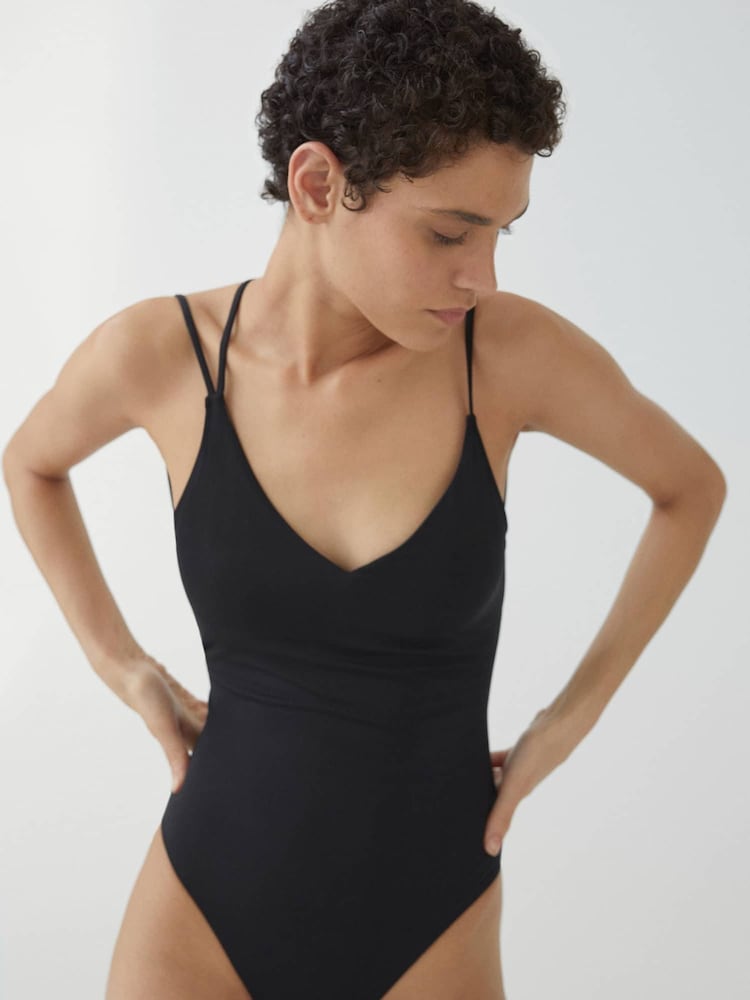 Mango Black Back Detail Swimsuit - Image 2 of 5