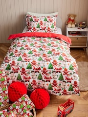 Red Santa & Friends Christmas Duvet Cover and Pillowcase Set - Image 2 of 8