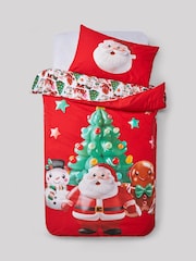 Red Santa & Friends Christmas Duvet Cover and Pillowcase Set - Image 6 of 8