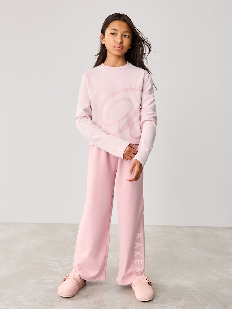 Baker by Ted Baker Pink Branded Wide Leg Pyjama Set - Bild 1 von 10 Baker by Ted Baker Pink Branded Wide Leg Pyjama Set - Bild 1 von 10