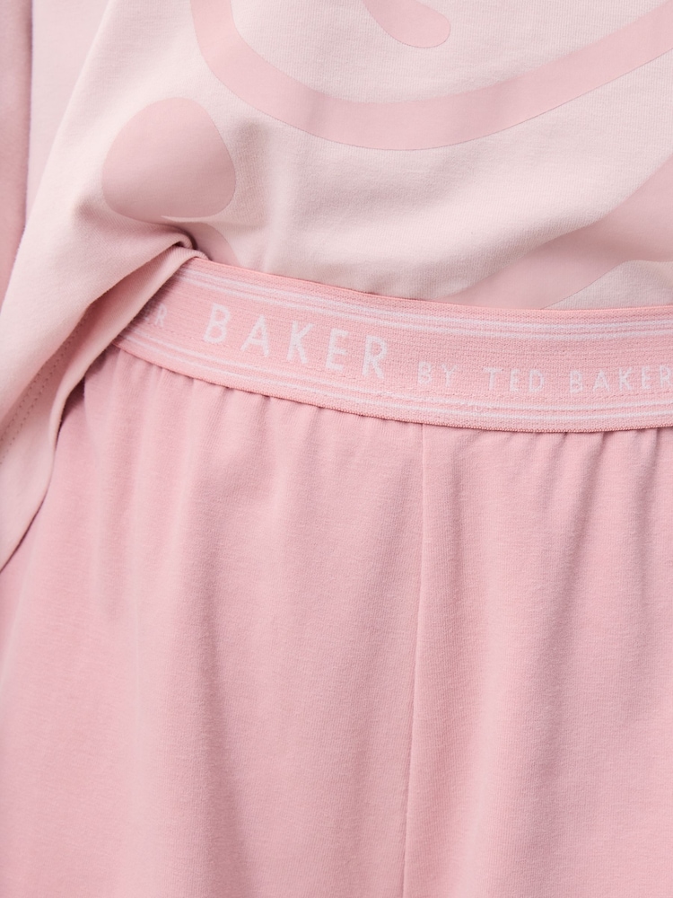 Baker by Ted Baker Pink Branded Wide Leg Pyjama Set - Image 6 of 10