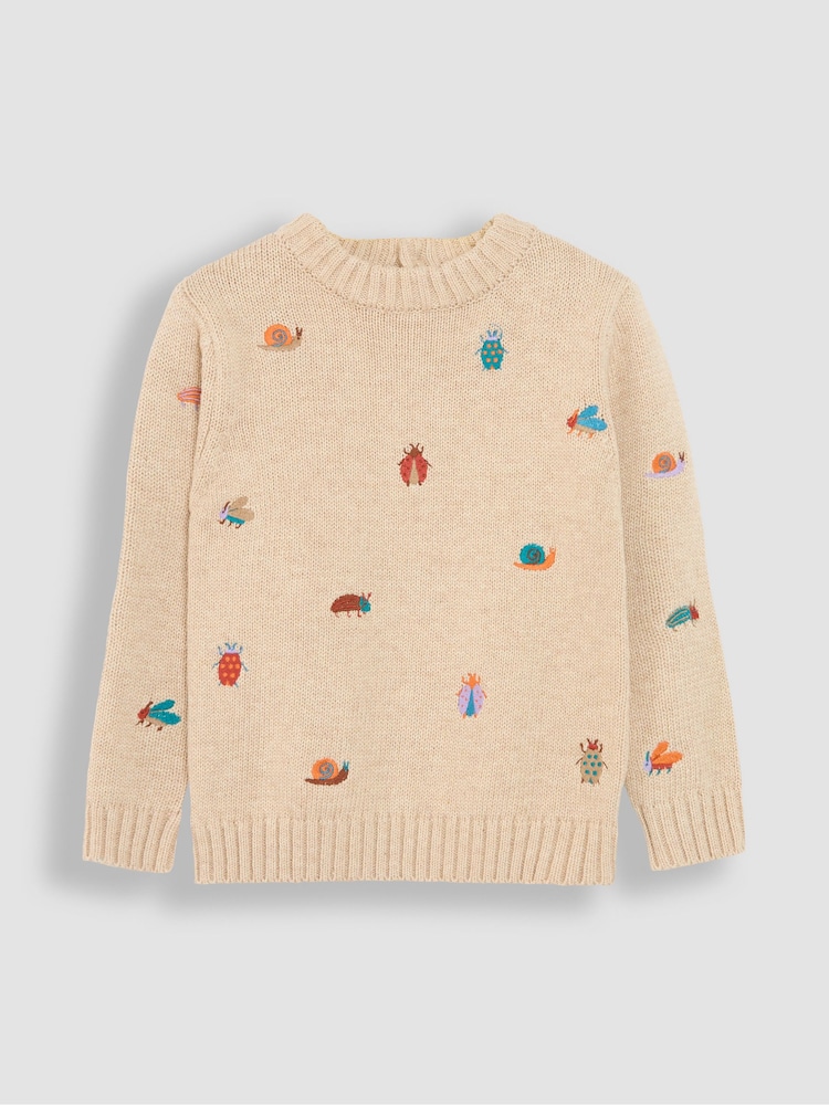 JoJo Maman Bébé Natural Bug Embroidered Jumper - Image 1 of 3