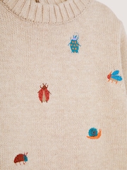 JoJo Maman Bébé Natural Bug Embroidered Jumper - Image 3 of 3