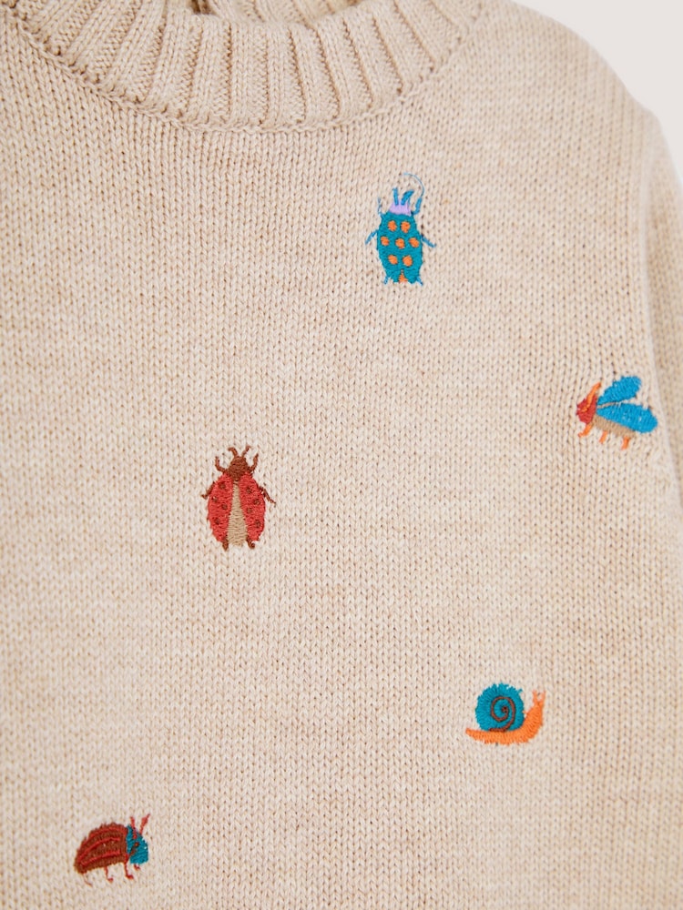 JoJo Maman Bébé Natural Bug Embroidered Jumper - Image 3 of 3
