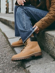 Tan Brown Leather Extra Wide Fit Forever Comfort® Lace-Up Collared Boots - Image 2 of 3