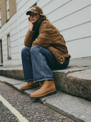 Tan Brown Leather Extra Wide Fit Forever Comfort® Lace-Up Collared Boots - Image 3 of 3