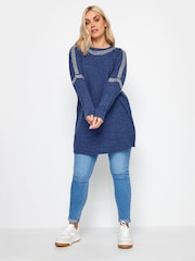 Yours Curve Blue Stud Neckline Embellished Jumper - Image 2 of 4