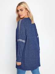 Yours Curve Blue Stud Neckline Embellished Jumper - Image 3 of 4