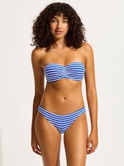 Seafolly Blue Mesh Effect Hipster Bikini Bottoms - Image 1 of 3