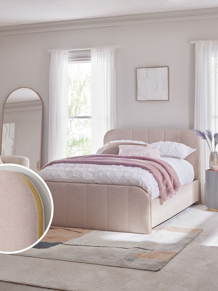 Tweedy Plain Blush Pink Mia Upholstered Ottoman Storage Bed Frame - Image 1 of 9