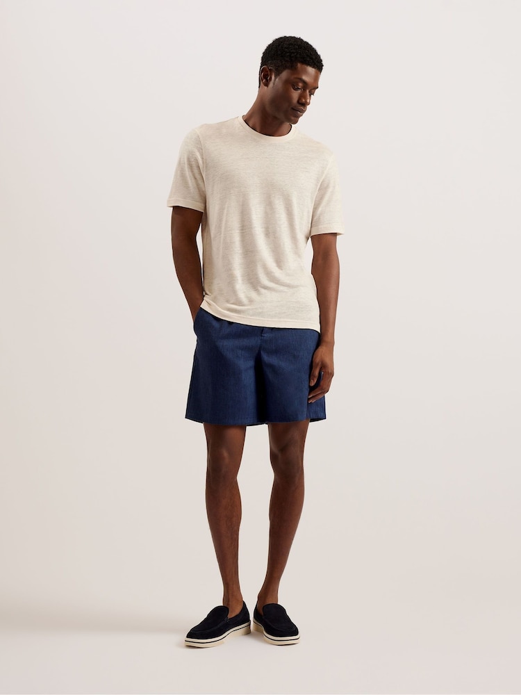 Ted Baker Blue Brixtun Linen Drawstring Shorts - Image 1 of 5