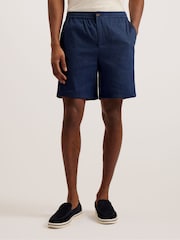 Ted Baker Blue Brixtun Linen Drawstring Shorts - Image 2 of 5